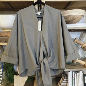 Good Company - The Wrapper Linen V Neck Top O/S Color Oil